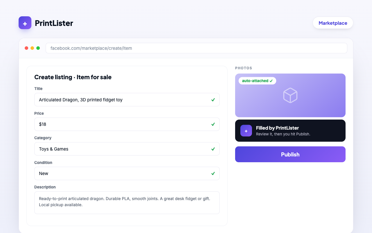 PrintLister fills Facebook's Create listing form